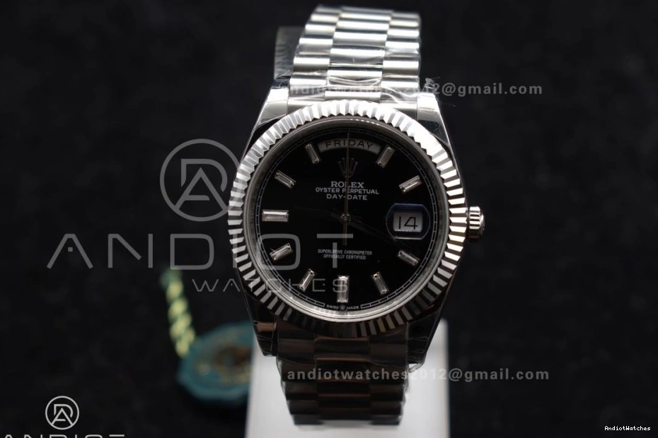 Weight Gain SS Black A Bracelet 718 Bright Dial GSF Crystal President 40 on DayDate 0810